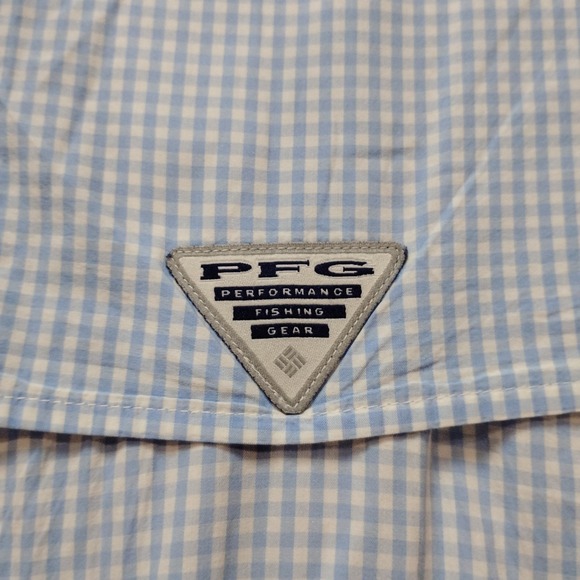 Columbia PFG Shirt Mens 4XL Big Blue Gingham Omni Shade Short Sleeve Fishing - Picture 11 of 14